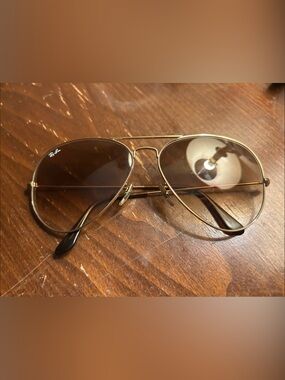 Ray-Ban Women's Gold Aviator Sunglasses with Brown Lenses